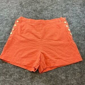 Ilana Kohn High Waist Orange Button Accent Shorts